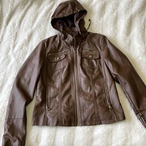 Brown Faux Leather Jacket